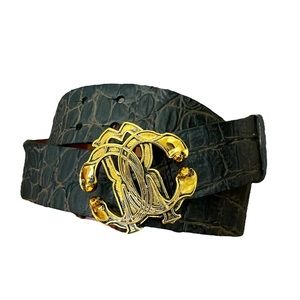 Authentic Roberto Cavalli gold Logo real leather brown belt. Size IT 50 (95 cm)